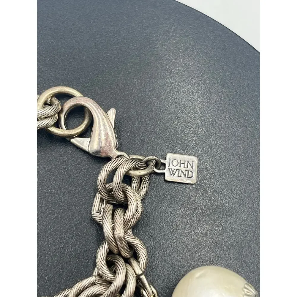 John Wind Sorority Gal‎ Large Cotton Pearl Thick Double Chain Link Bracelet 8
